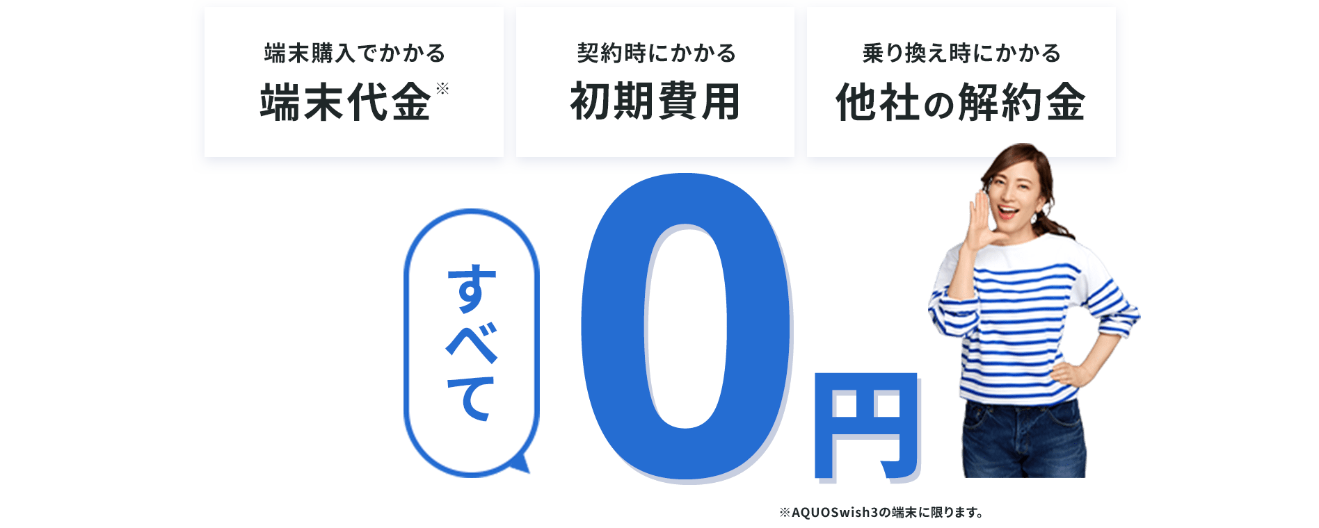 端末購入でかかる端末代金・契約時にかかる初期費用・乗り換え時にかかる他社の解約金全て0円