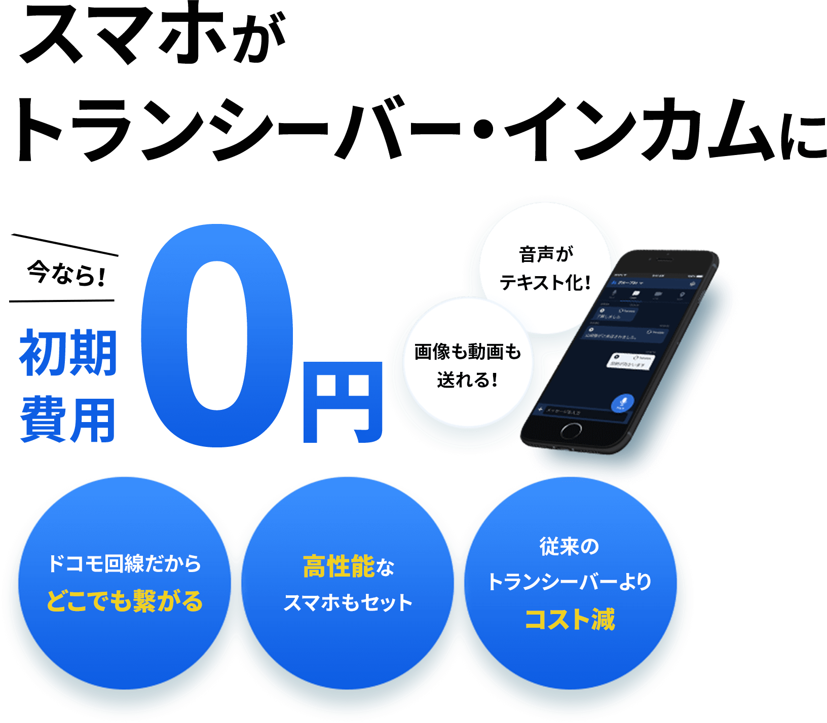 スマホがトランシーバー・インカムに 初期費用0円